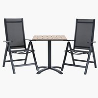 HOBRO D70 stůl přírodní + 2 LOMMA židle černá