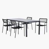LANGET Μ207 τραπέζι + 4 LABING καρέκλες μαύρο