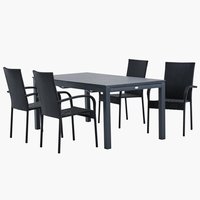 VATTRUP L170/273 tafel + 4 GUDHJEM stoel zwart