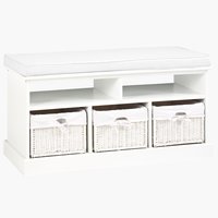 Banc OURE 3 paniers a/coussin blanc