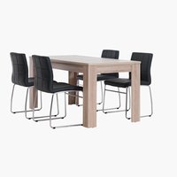 HASLUND L160 table oak + 4 HAMMEL chairs black
