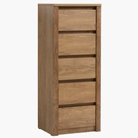 5 drawer chest VEDDE slim wild oak