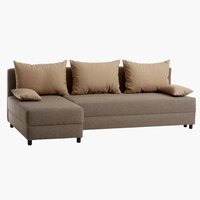 Καναπές-κρεβάτι με σεζλόνγκ HAMPEN καφέ/μπεζ