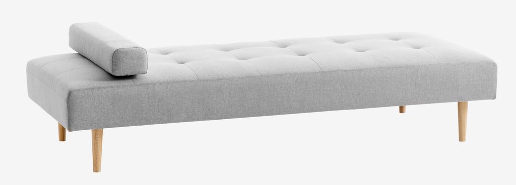 Leżanka NOREFJELL 200x80 jasnoszary tkanina/kolor dębu