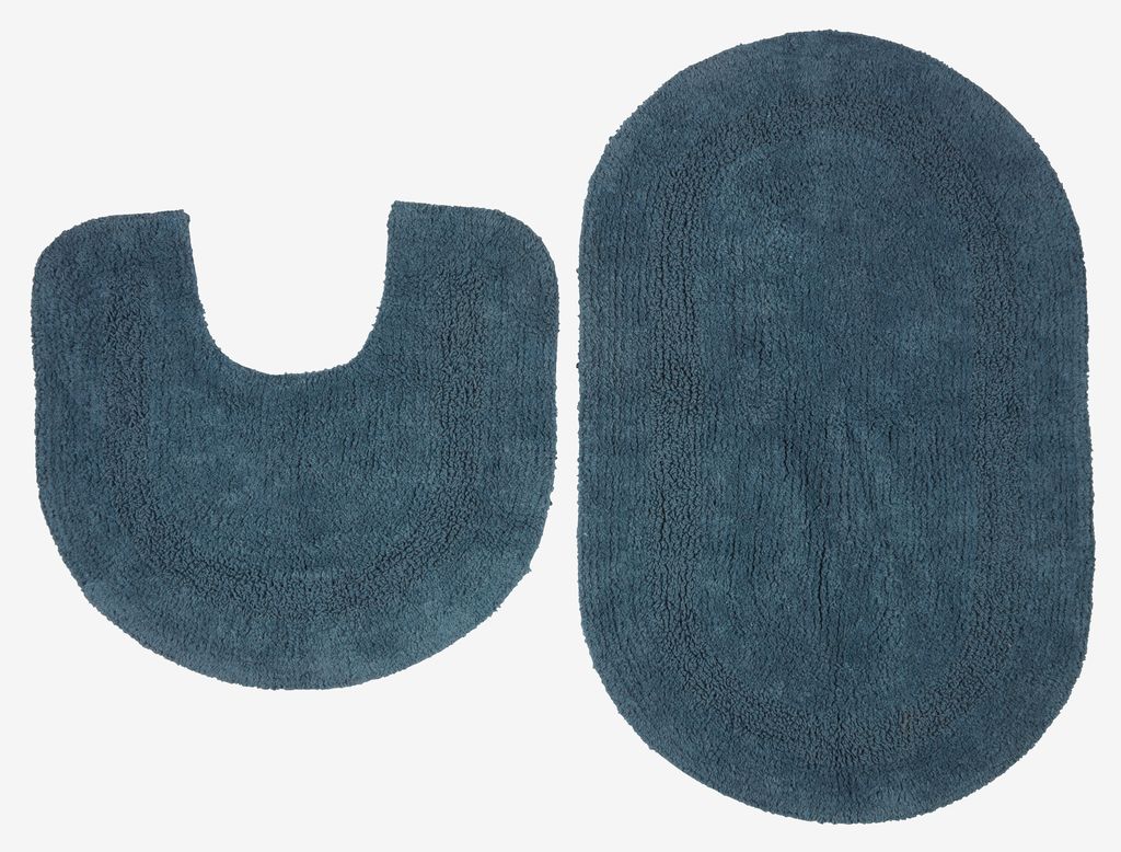Bath mat set LERDALA set of 2 blue | JYSK