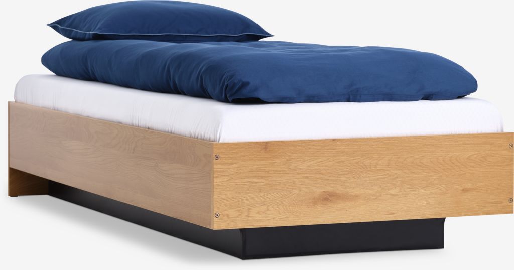 Bed frame ELLINGE Single with storage oak colour | JYSK