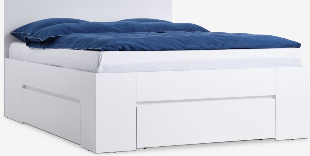 Bed frame LIMFJORDEN 3 drawers Double white | JYSK