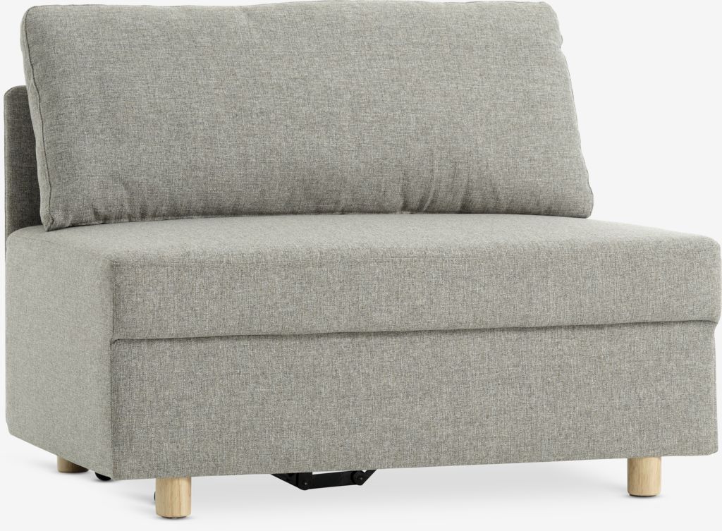 Sofa bed OLSTRUP 1.5-seater grey fabric/oak colour | JYSK