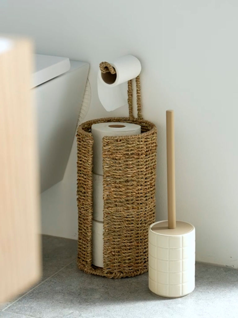 DTLLCZP 2 Porta rotoli di carta igienica in bambù con ripiano | Portarotolo Legno Adesivo O Trapano Porta Carta da | Bianco per Bagno, Cucina & Toilette | 30×12×8 cm