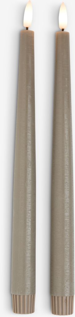 LED-Kerze GUDMUND H29cm grau 2Stk/Pck