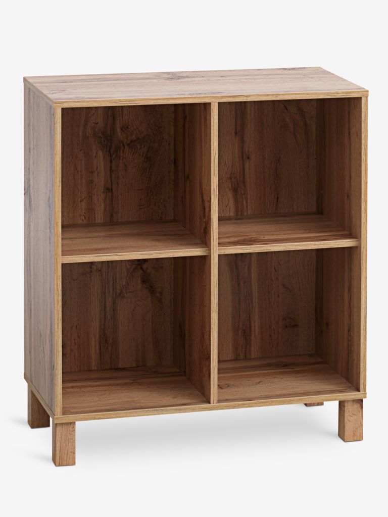 Møbelmontering JYSK Reolmodul SKALS reol 4 rum vild natur egefarve 71 cm x 35 cm x 12 cm | Billig & Hurtig i København