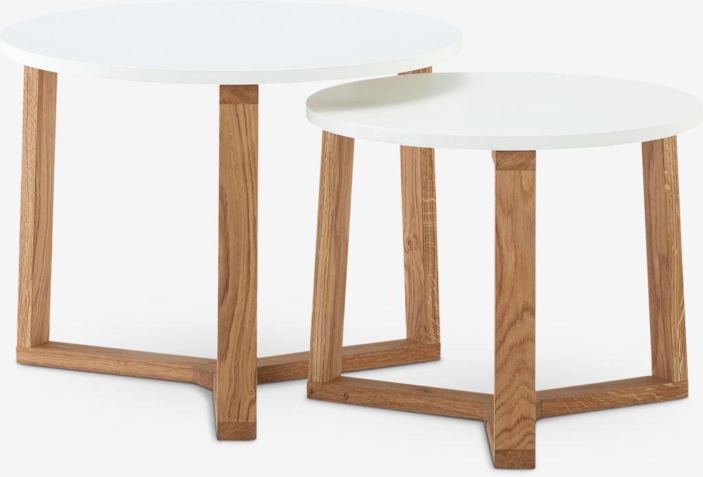 Tables Gigognes En Chêne Naturel - 3 Pièces - Design Moderne - Pieds Style Shaker