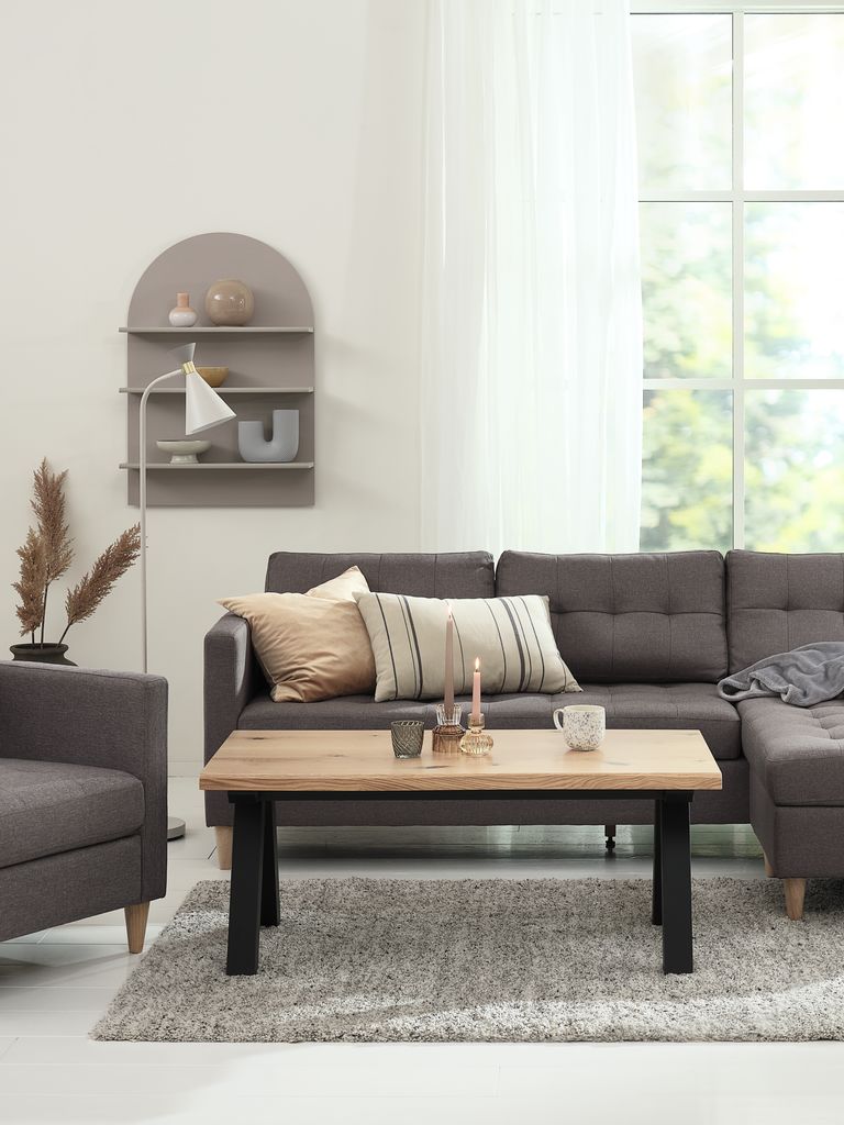 Mesa de centro SANDBY roble natural y negro 60x110