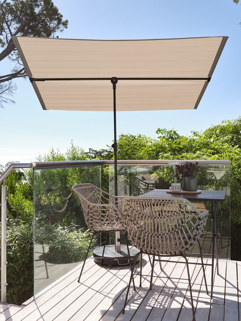 QUICK STAR - Ombrellone da Balcone, Rettangolare, Pieghevole, 2 x 1,25