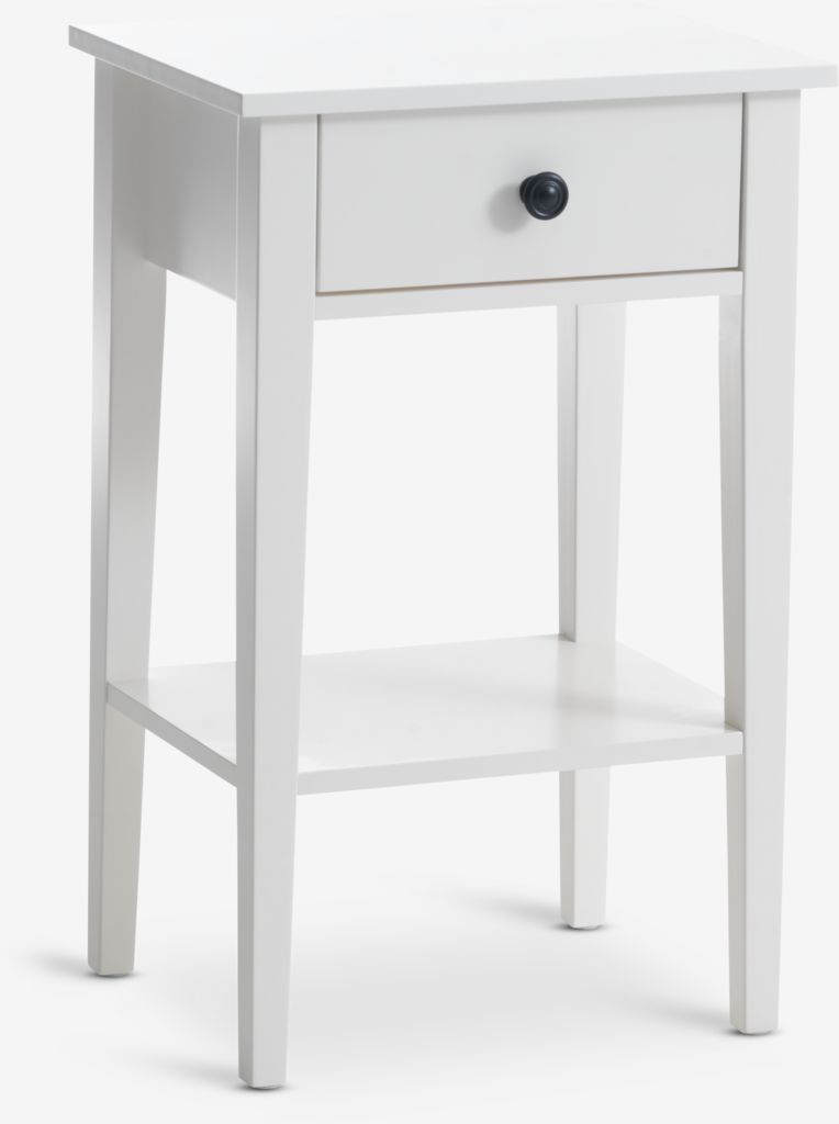 Møbelmontering JYSK Sengebord NORDBY 1 skuffe 1 hylde hvid 42 cm x 32 cm x 65 cm | Billig & Hurtig i København