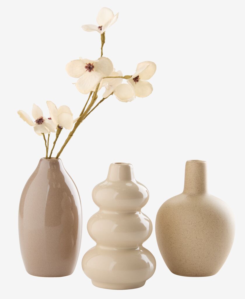 Vase AMUNDSEN Ø6xH10 cm beige 3Stk/Pack