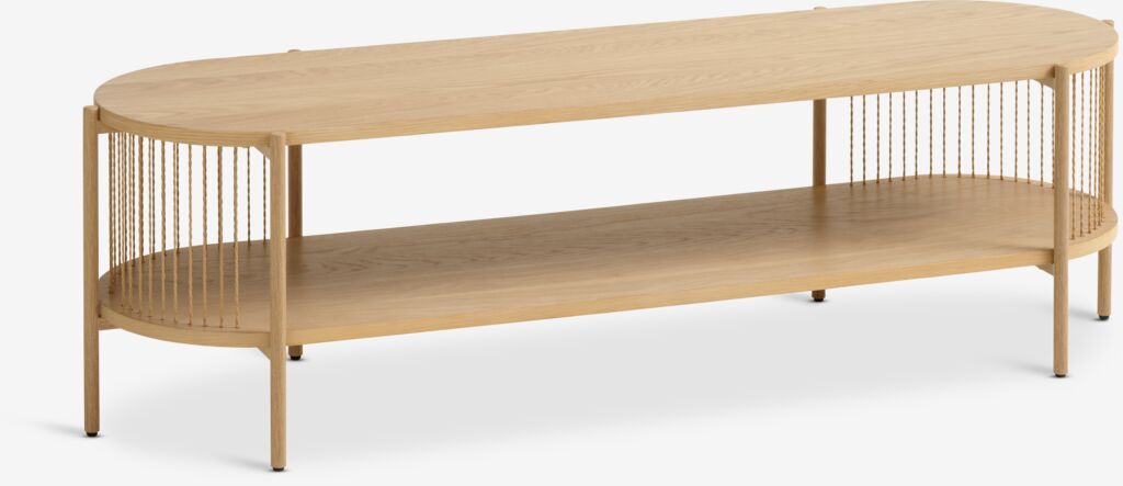 Møbelmontering JYSK TV-bord SNESLEV 1 hylde natur egefarve 144 cm x 44 cm x 41 cm | Billig & Hurtig i København
