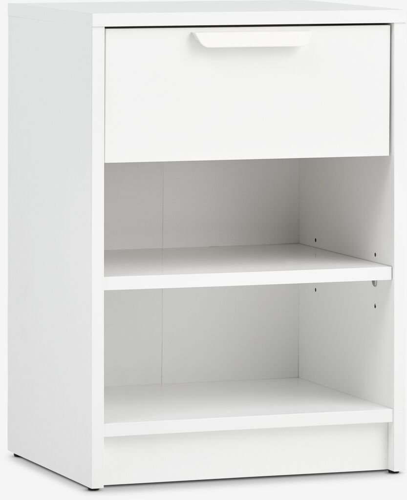 Møbelmontering JYSK Sengebord JENSLEV 1 skuffe hvid 41 cm x 33 cm x 57 cm | Billig & Hurtig i København