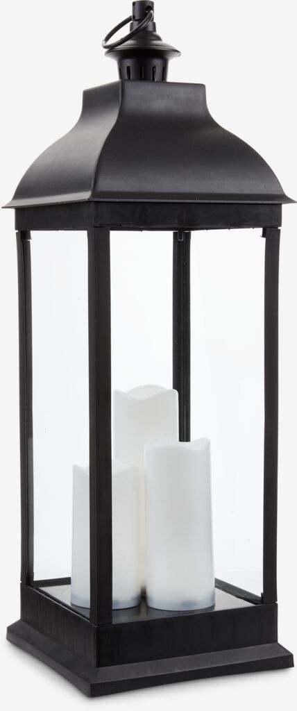 Leonardo Home Lanterna LED Con Timer - Design Metallo Nero, 25cm, 6 Ore