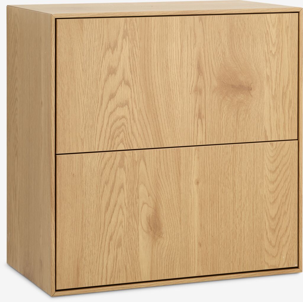 Møbelmontering JYSK Reolmodul GEDSER kommode 2 skuffer varm egefarve 55 cm x 30 cm x 55 cm | Billig & Hurtig i København