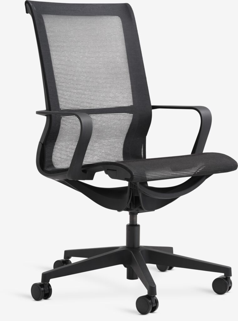 Sedia da ufficio FOLBY tessuto mesh nero/nero | JYSK