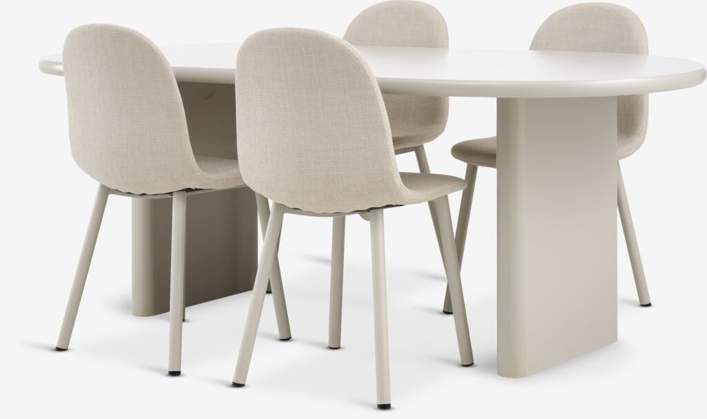 VORDINGBORG L198 bord beige + 4 EJSTRUP stole beige | JYSK