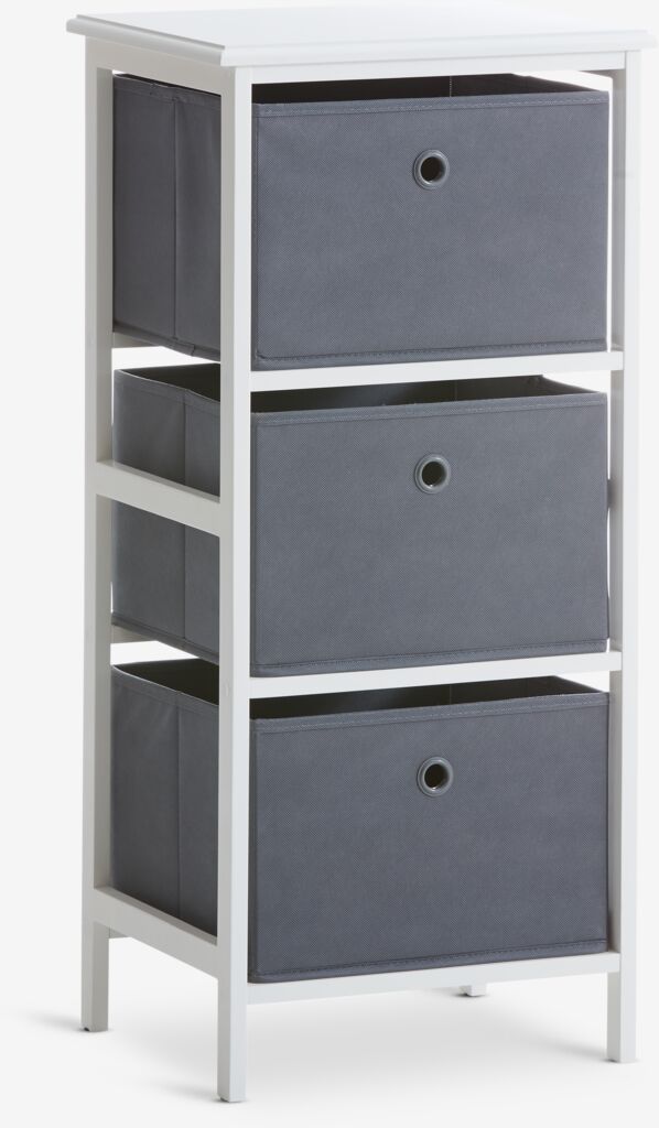Møbelmontering JYSK Kommode ODBY 3 kasser hvid/grå 37 cm x 30 cm x 80 cm | Billig & Hurtig i København