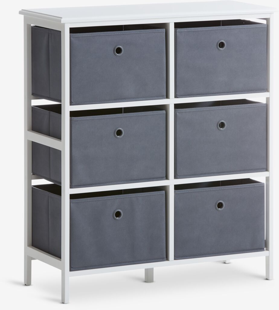 Møbelmontering JYSK Kommode ODBY 3+3 kasser hvid/grå 70 cm x 30 cm x 80 cm | Billig & Hurtig i København