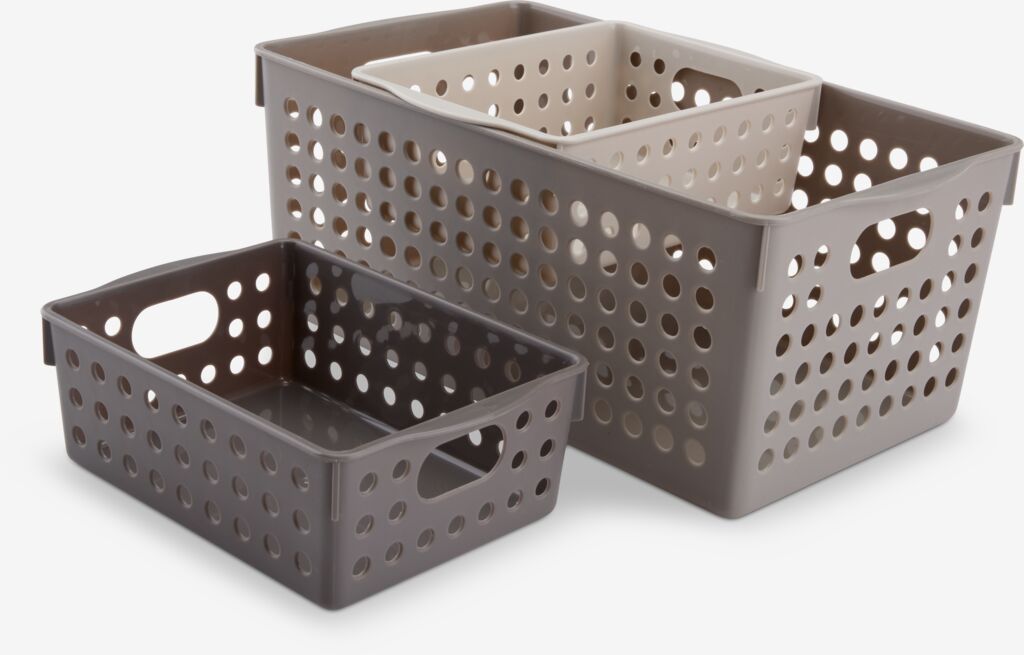 Haundry Cestino Portaoggetti Doccia 3 Scomparti – Plastica Trasparente Con Manico, Grigio