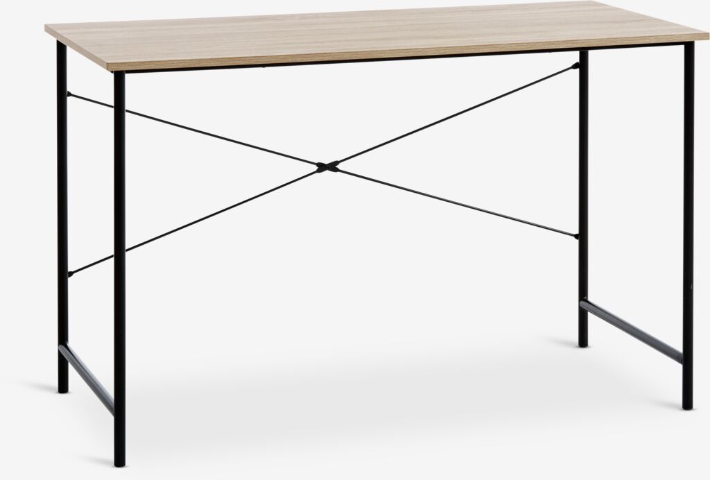 Møbelmontering JYSK Skrivebord VANDBORG 60×120 lys egefarve/sort 60 cm x 75 cm | Billig & Hurtig i København