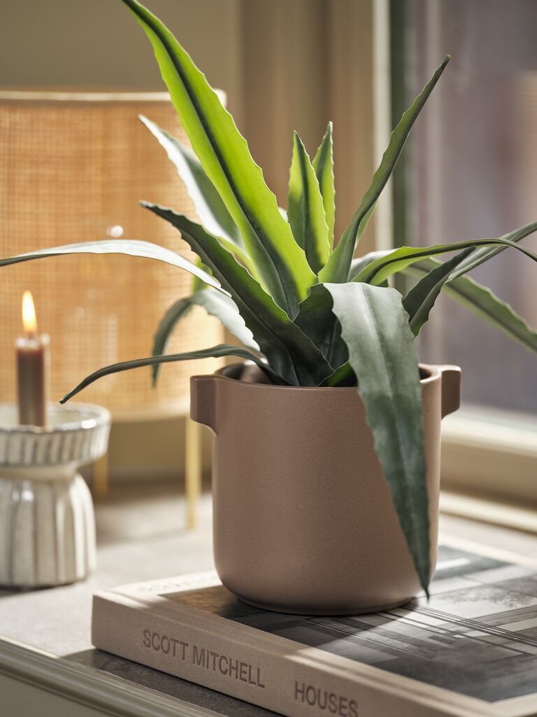 Vaso Per Piante Sahara Basso - Taupe 33,5x39 Cm In Plastica Resistente UV Con Inserto