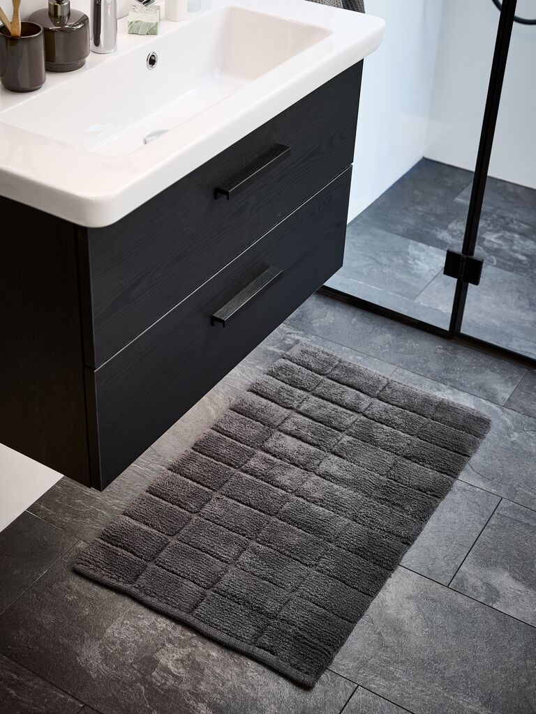 Homescapes Imperial Tappetino Da Bagno 50x80 Cm - 100% Cotone Turco, Colore Nero, Morbido E Assorbente, Asciugatura Rapida, Resistente, Ideale Per Doccia