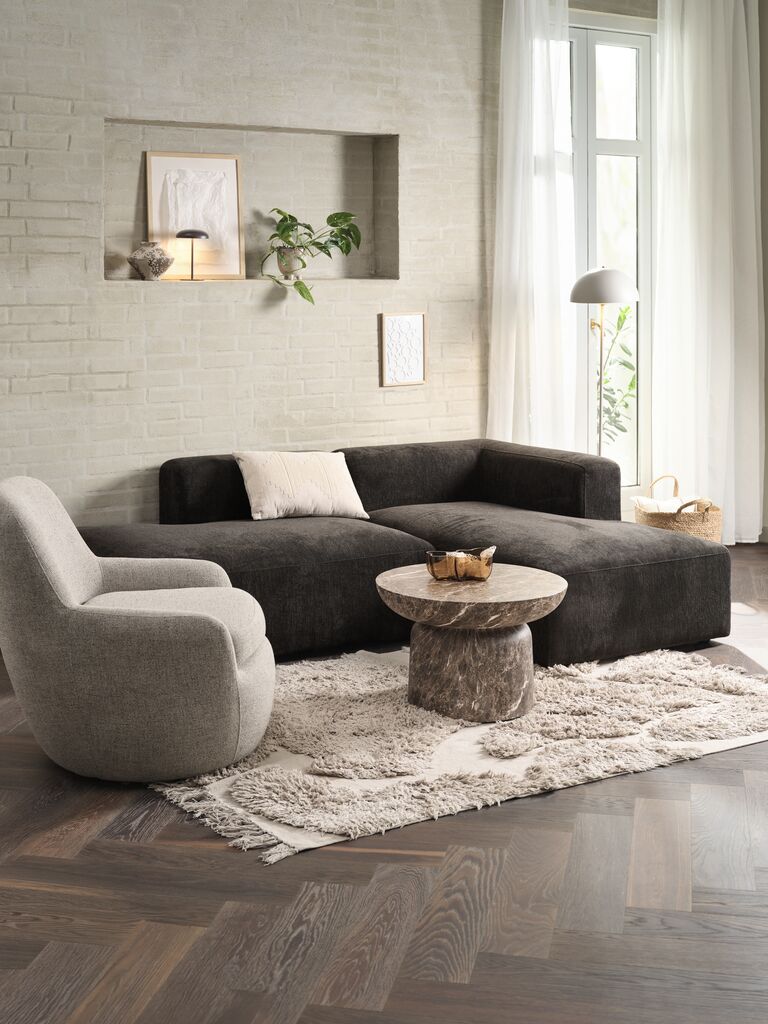 Couchtisch LYDUM Ø60 braun marmoroptik Faserzement
