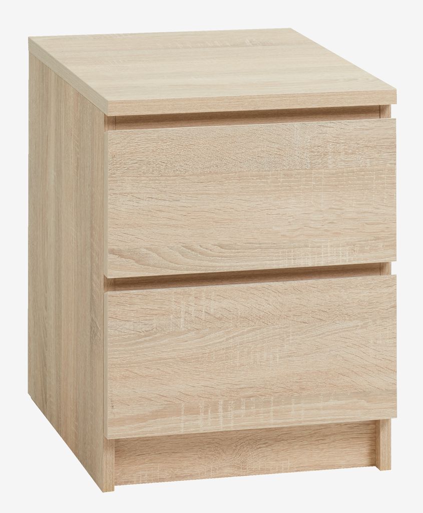 Bedside table LIMFJORDEN 2 drawers light oak colour | JYSK