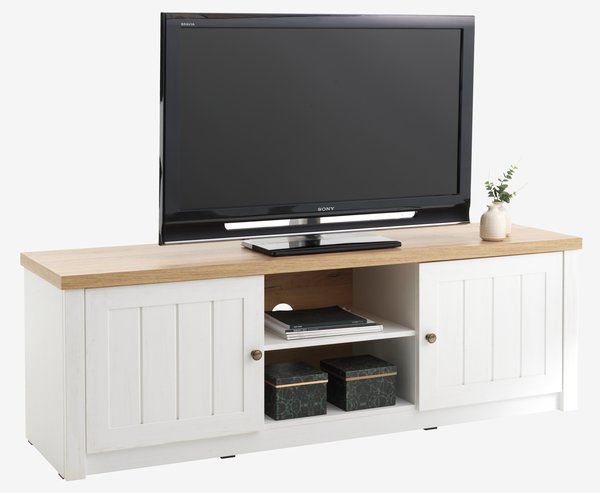 TV bench MARKSKEL white/oak