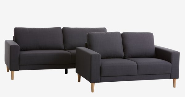 Sofa EGENSE 3 seater dark grey fabric