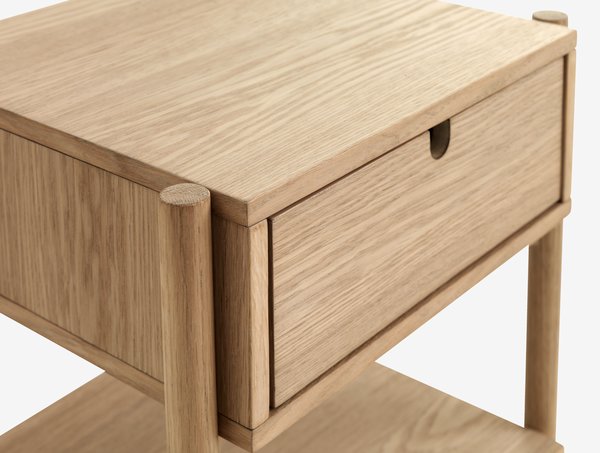 Bedside table DALBY 1 drawer 1 shelf oak