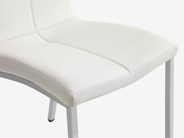 Dining chair HAVNDAL white faux leather/chrome | JYSK