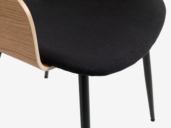 Dining chair HVIDOVRE oak/black fabric