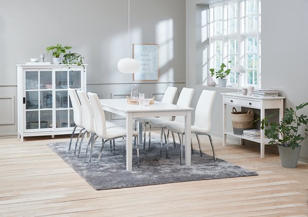 Dining chair HAVNDAL white faux leather/chrome