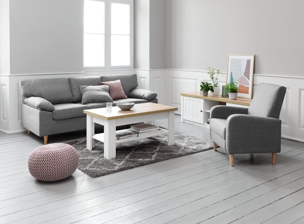 TV-meubel MARKSKEL wit/eiken
