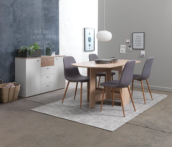 Кухненски стол JONSTRUP сив текстил/цвят дъб