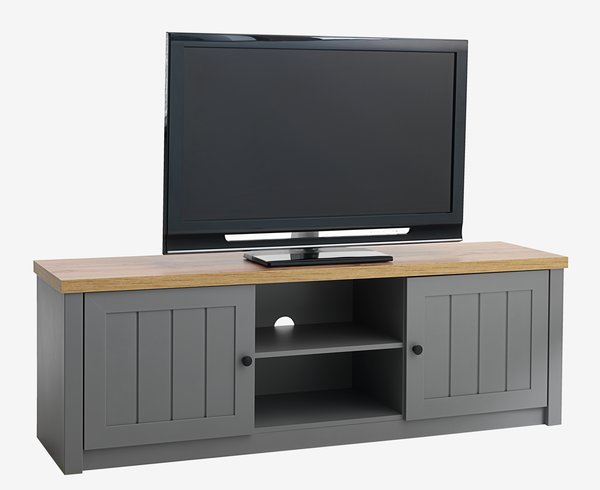 TV bench MARKSKEL 2 doors grey/oak colour