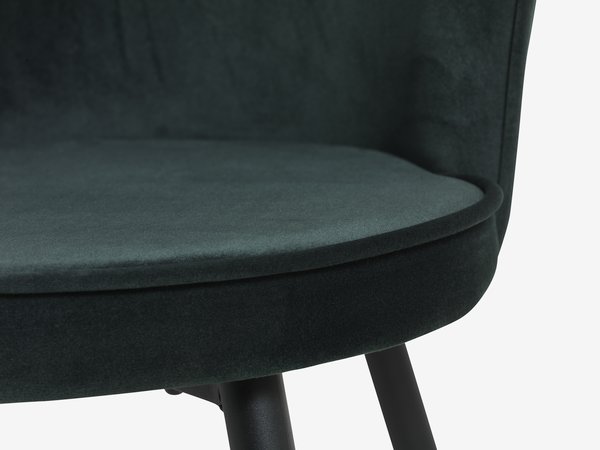 Chaise RISSKOV velours vert foncé/noir