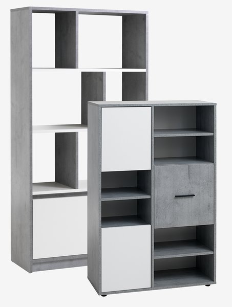 Bookcase BILLUND 1 drawer white/concrete colour