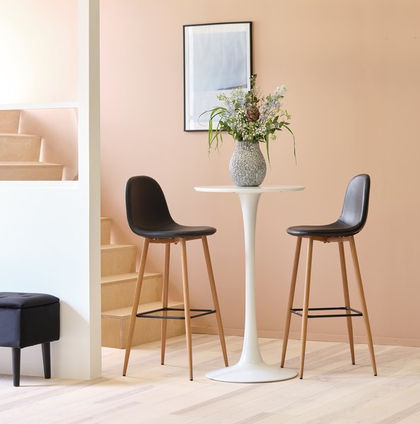 Bar stool JONSTRUP black faux leather/oak colour JYSK
