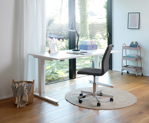 Chaise de bureau ABILDHOLT tissu gris foncé/chrome