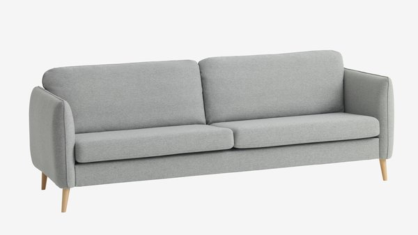Sofa AARHUS 3-seter lys grå stoff