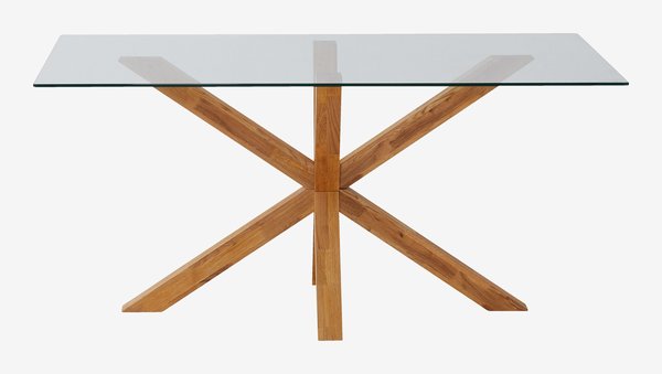 Dining table AGERBY 90x160 glass/oak