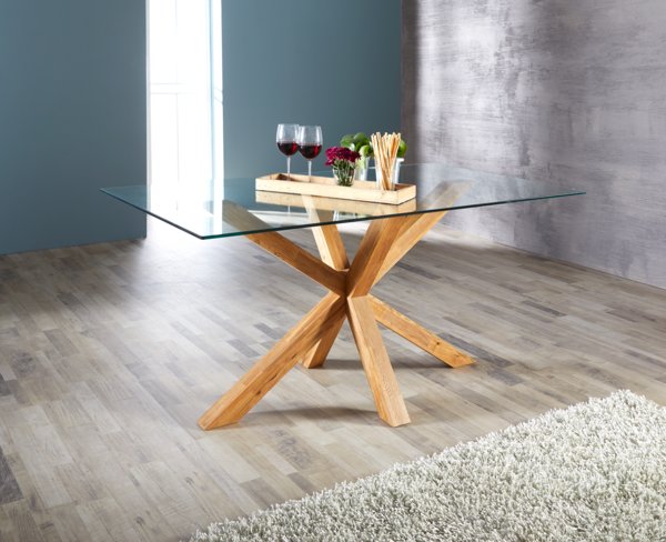 Table AGERBY 90x160 verre/chêne